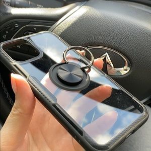 NEW iPhone Pro Magnetic Ring Case Clear/Black Edge